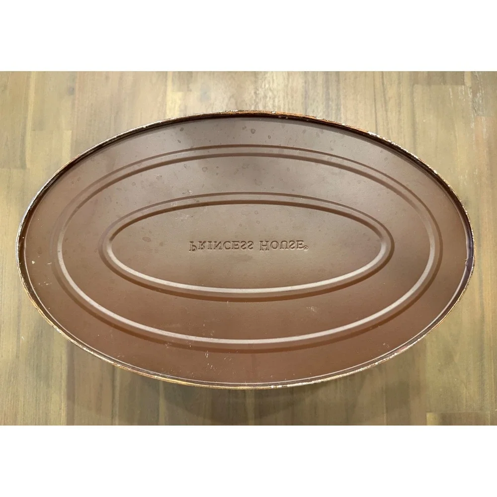 Princess House Rustic‎ Orange Embossed Leaf Metal Oval Beverage Tub
